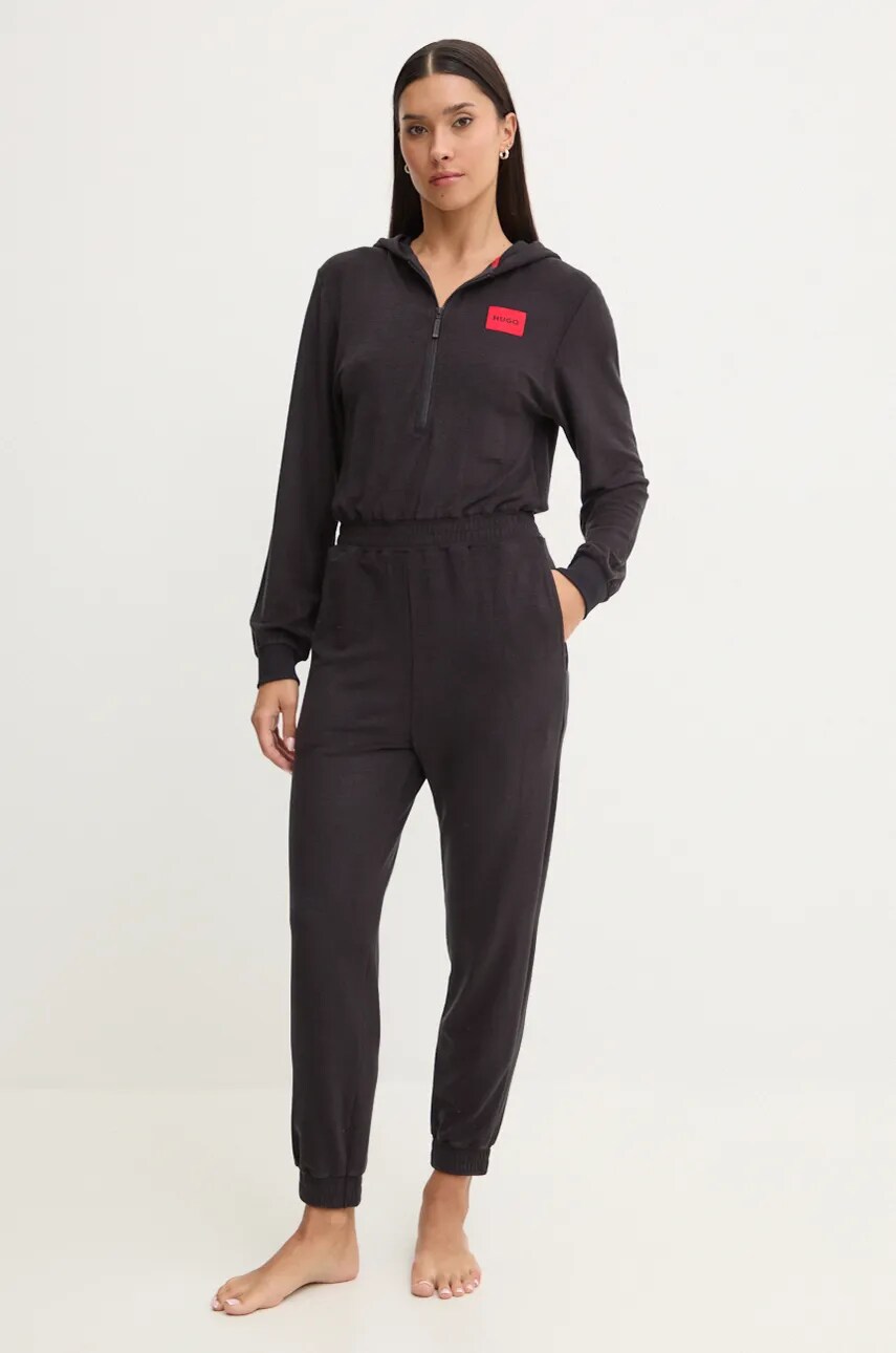 HUGO salopeta pijama culoarea negru, 50523415
