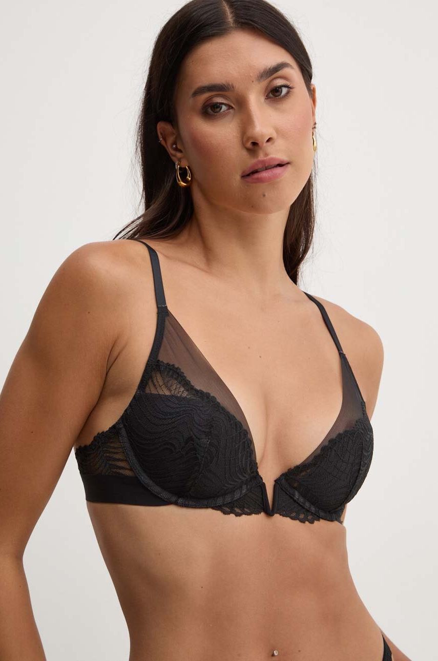 Grudnjak Calvin Klein Underwear Boja: Crna, čipkasti, S Uzorkom, 000QF7907E