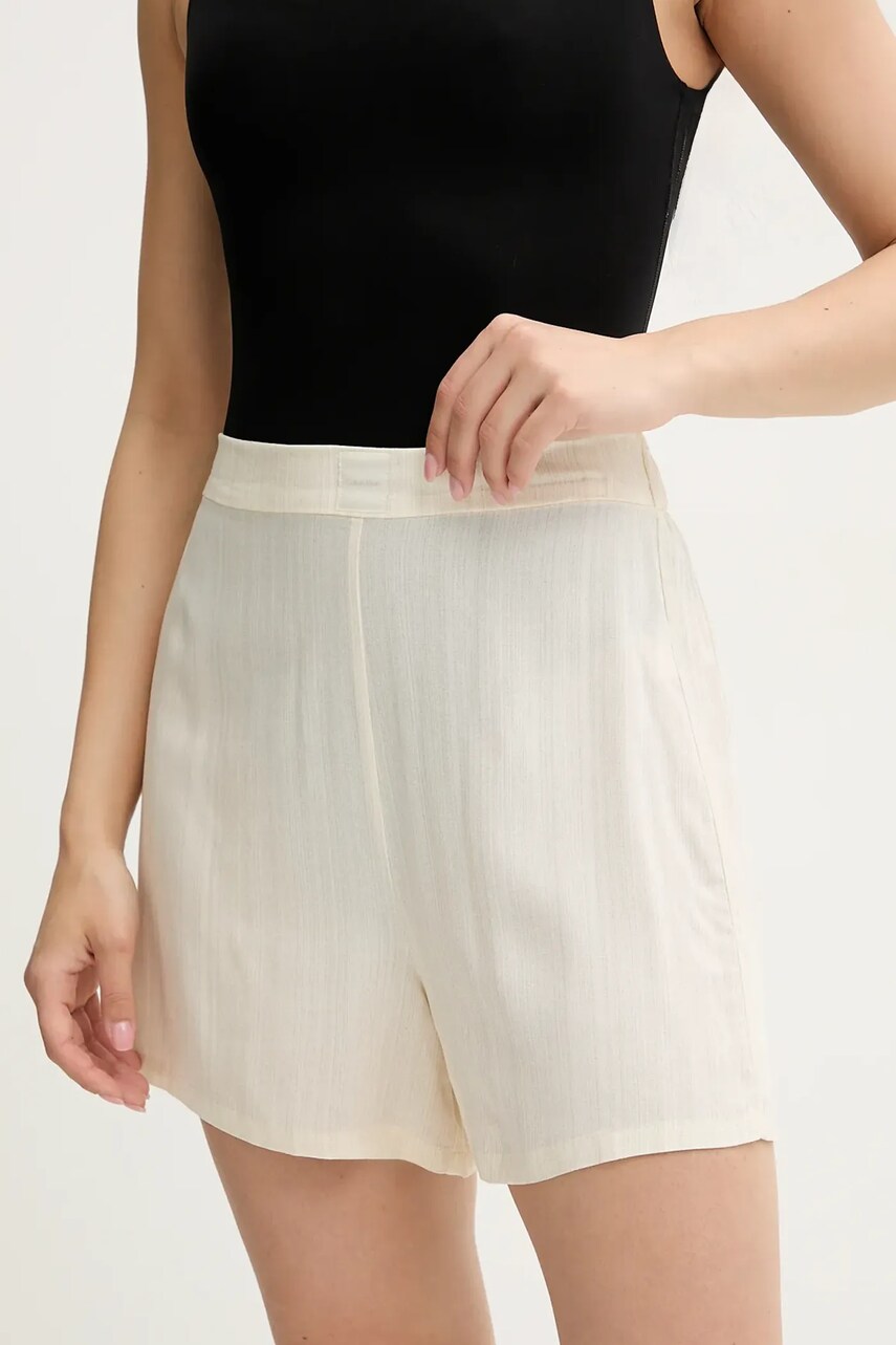 Levně Pyžamové šortky Calvin Klein Underwear dámské, béžová barva, 000QS7258E