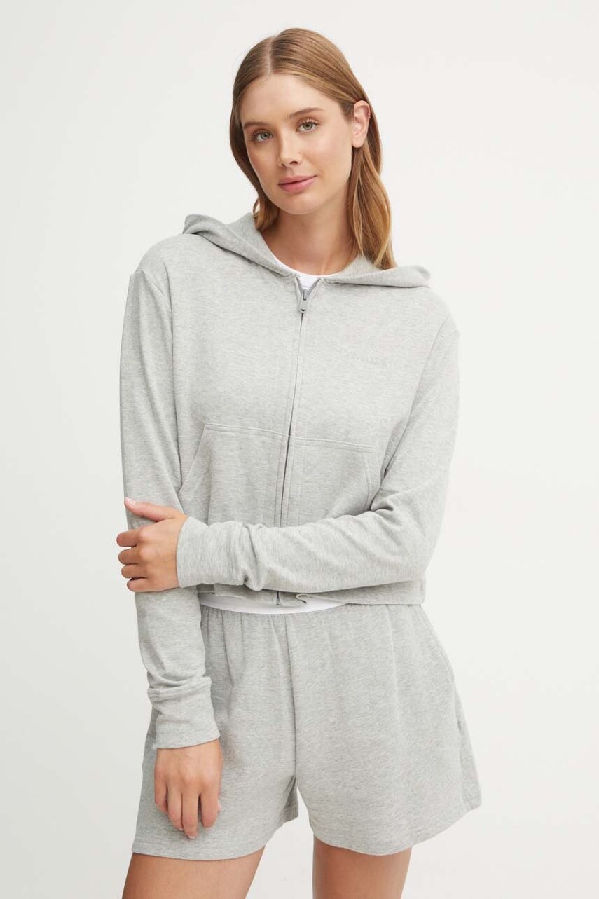 Levně Pyžamová mikina Calvin Klein Underwear dámská, šedá barva, 000QS7270E