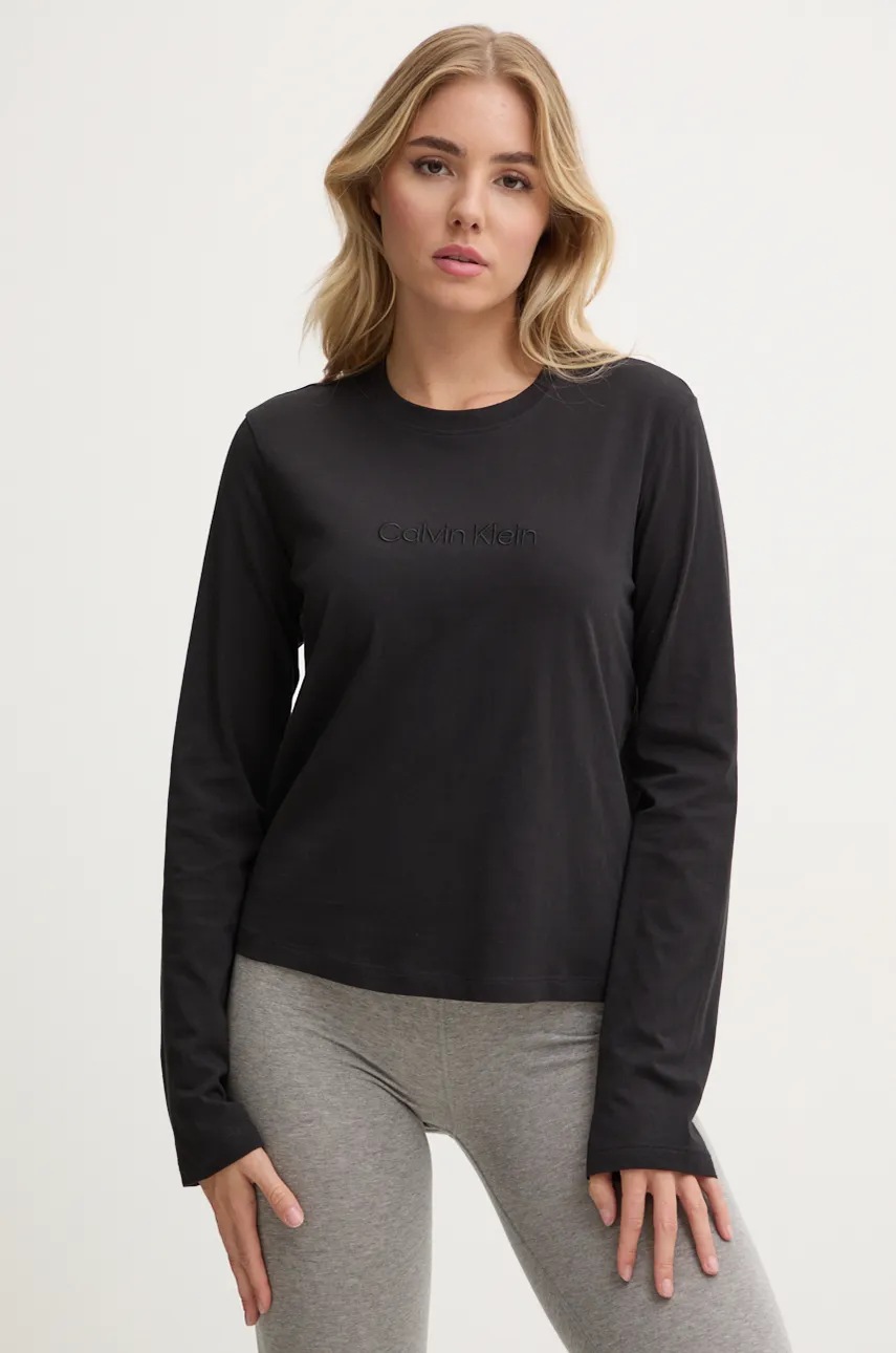 

Домашна памучна блуза с дълги ръкави Calvin Klein Underwear в черно 000QS7332E, Черен