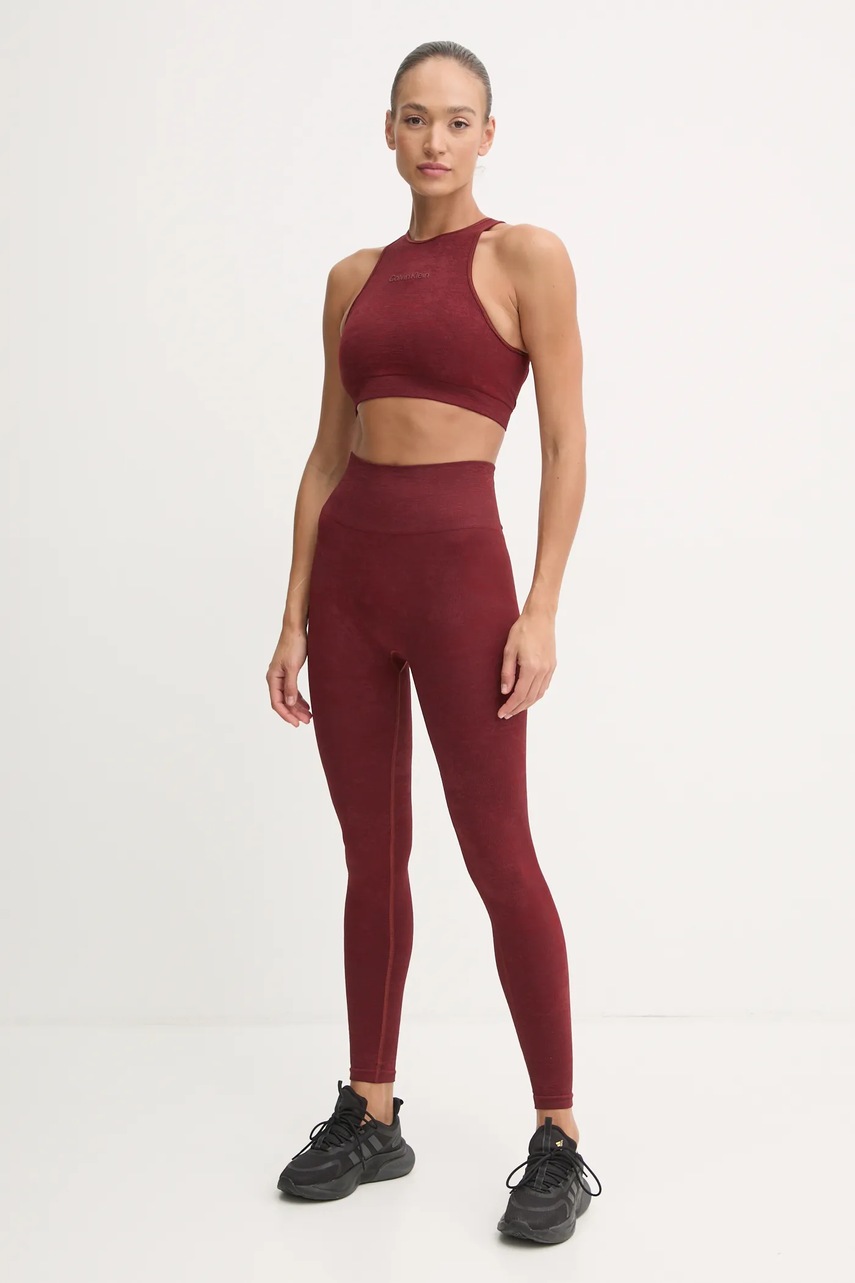 Спортивный бюстгальтер Calvin Klein Performance цвет бордовый меланж 00GWF4K101 Спортивный бюстгальтер Calvin Klein Performance цвет бордовый меланж 00GWF4K101