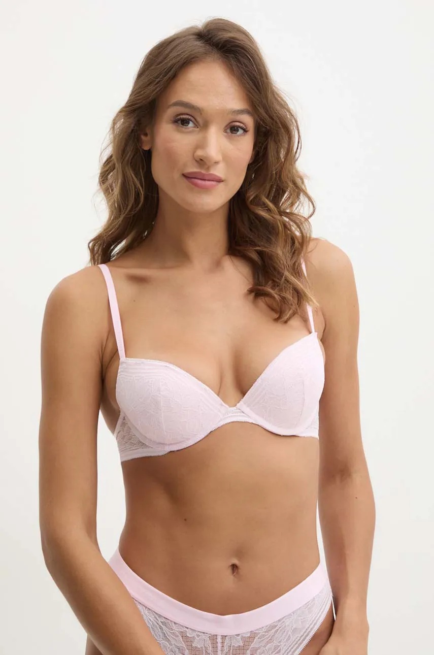 

Сутиен Tommy Hilfiger в розово от дантела с изчистен дизайн UW0UW05507, Розов