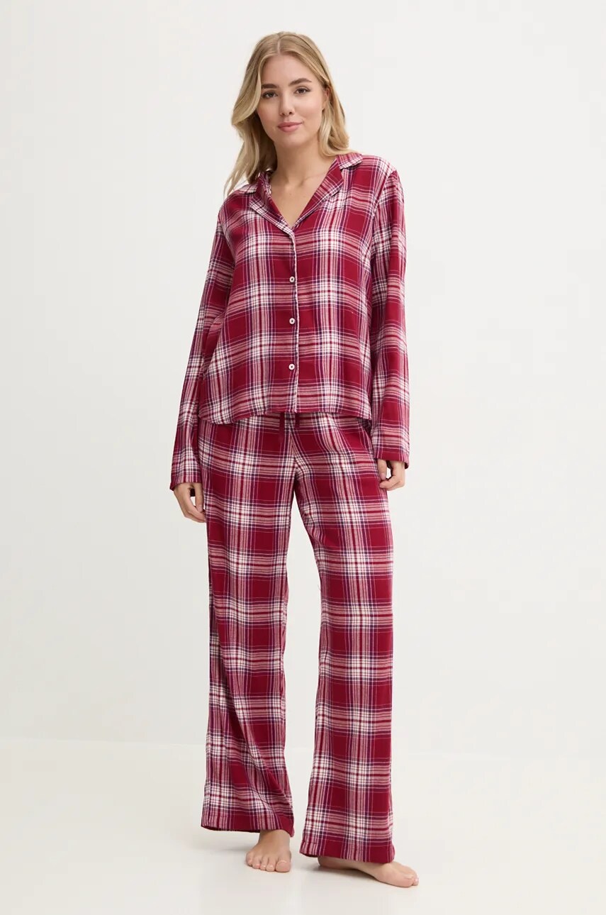 Levně Pyžamo Tommy Hilfiger vínová barva, UW0UW05546