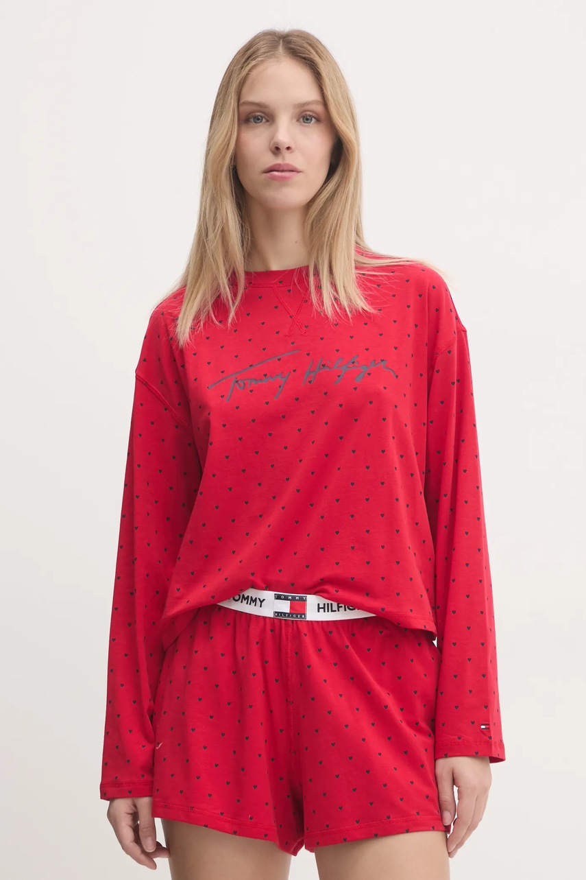 

Пижама Tommy Hilfiger дамска в червено UW0UW05649, Червен