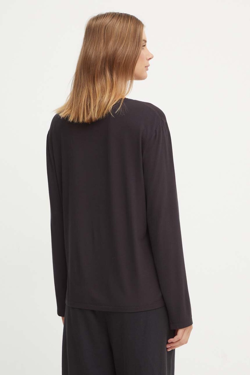 Tommy Hilfiger hosszú ujjú pizsama fekete, UW0UW05568 termék 2. képe