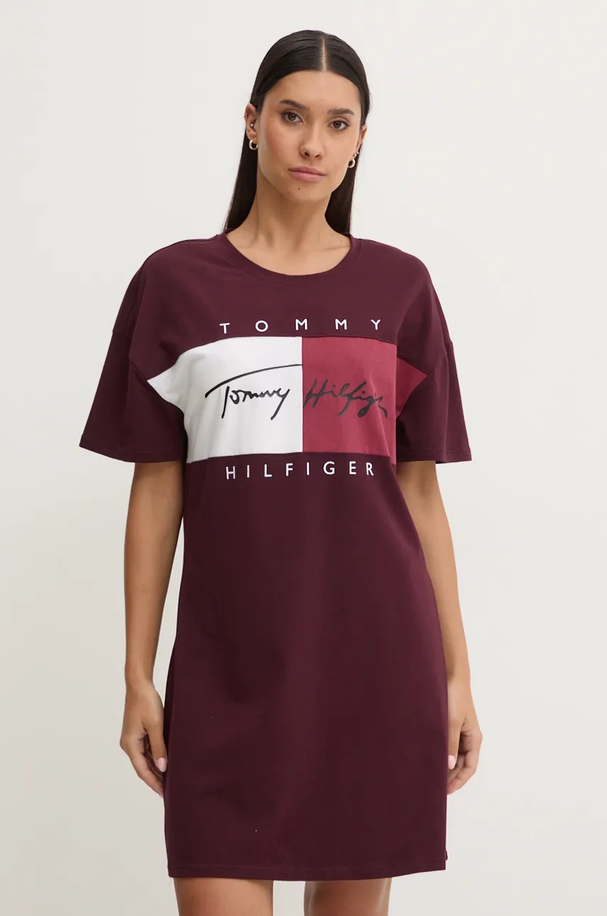 

Горнище на пижама с къси ръкави Tommy Hilfiger в бордо UW0UW05631