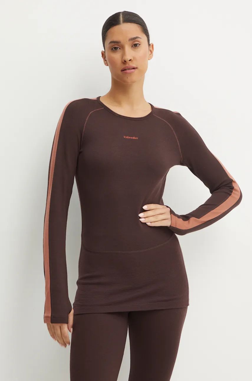 Icebreaker longsleeve funcțional ZoneKnit 260 culoarea maro, IB0A56HL02W1