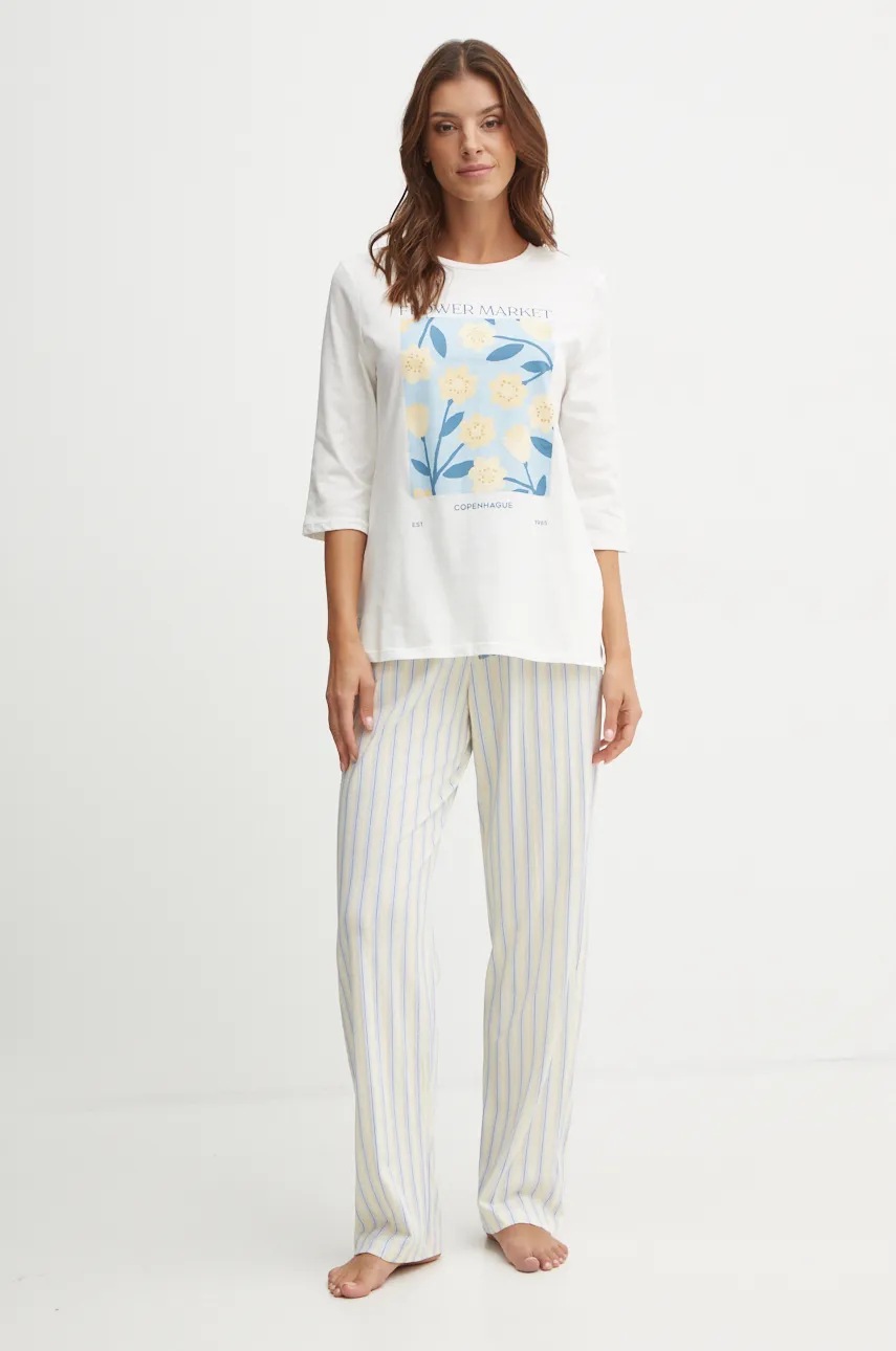 

Памучна пижама women'secret DAILY NORDIC BOTANICAL в бяло от памук 3598058, Бял