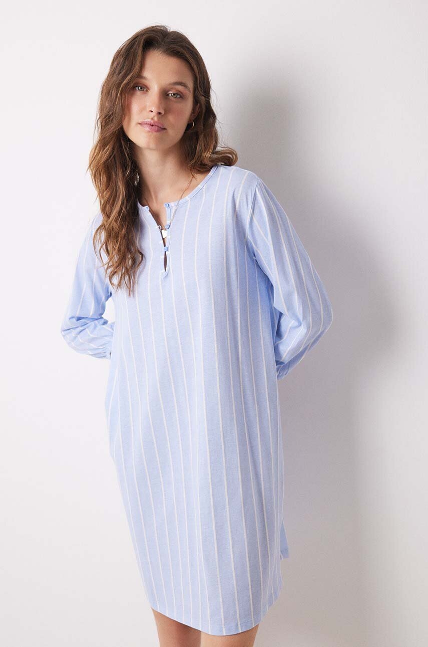 

Памучна нощница women'secret MIX AND MATCH SUNDAY BRUNCH в синьо от памук 4368527, Син