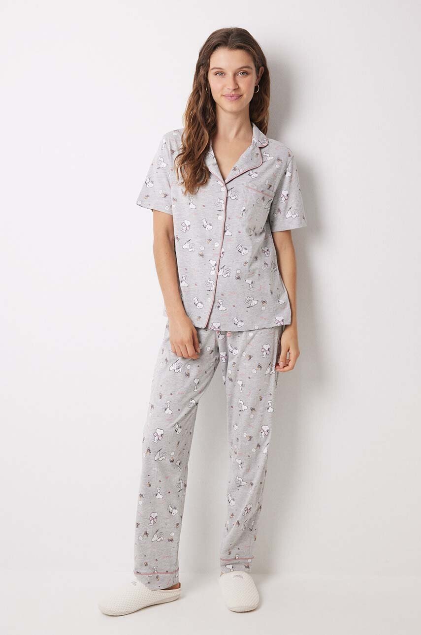 

Памучна пижама women'secret Snoopy в сиво от памук 3138584, Сив