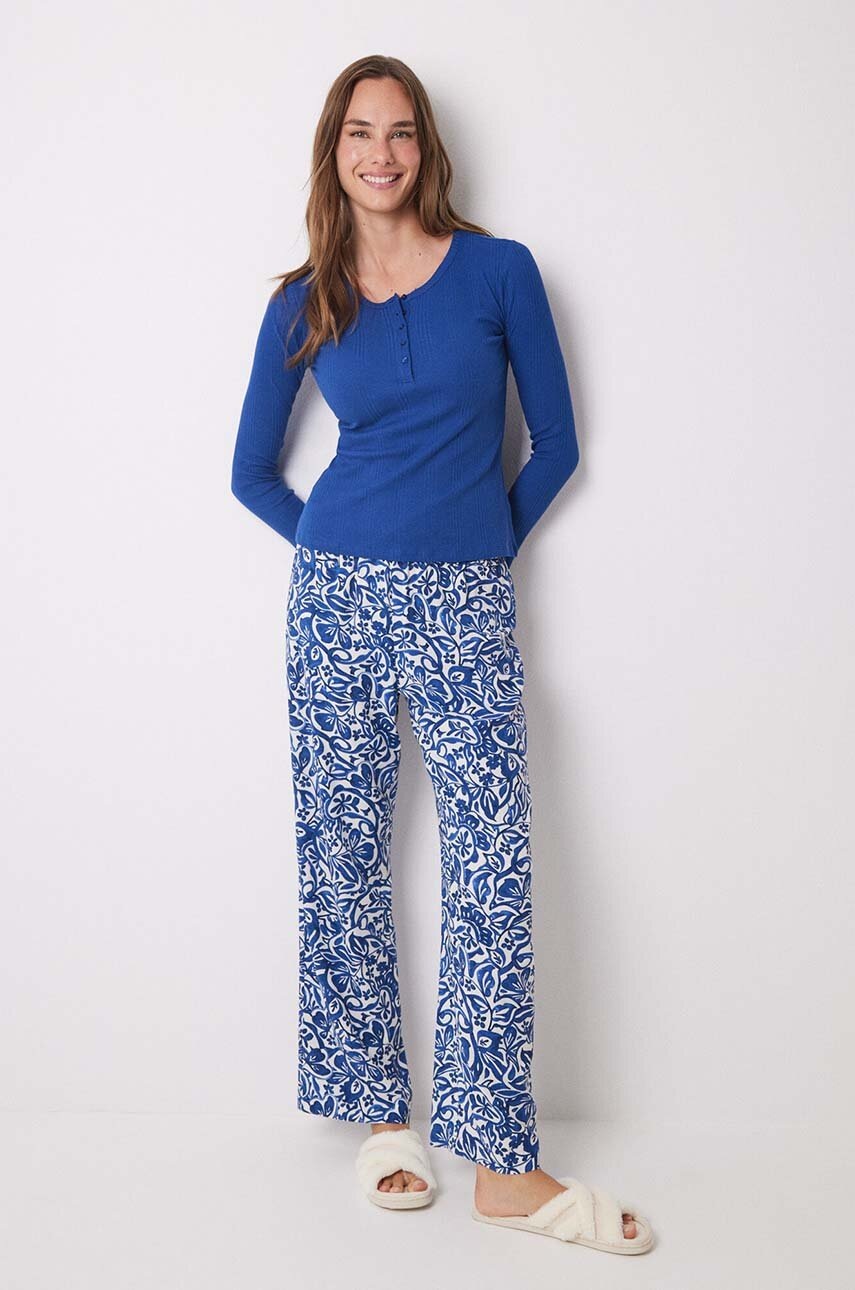 

Пижама с дълъг ръкав women'secret MIX AND MATCH SUNDAY BRUNCH дамска в синьо 3278406, Син