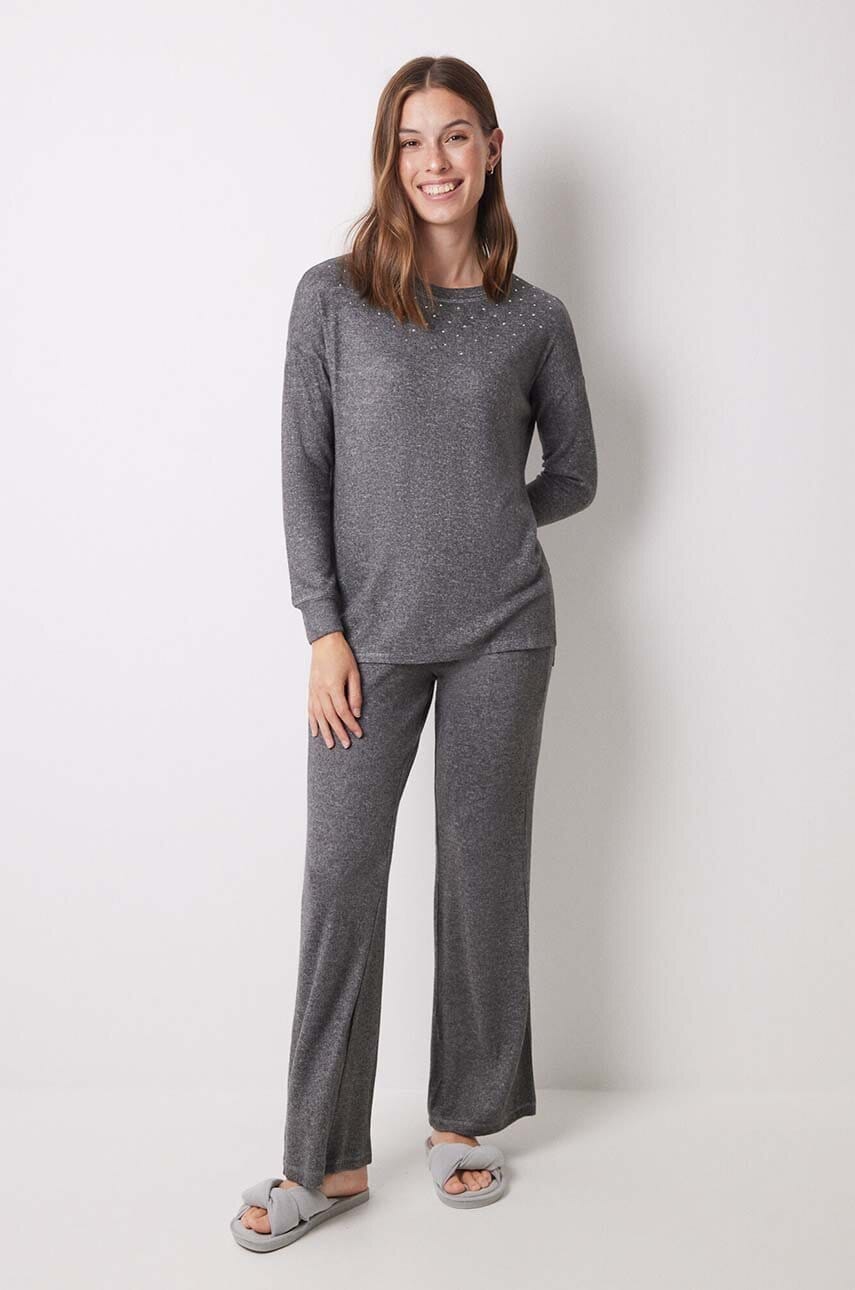 women'secret pijama LIFEWEAR LA NUIT femei, culoarea gri, 4758219 women'secret pijama LIFEWEAR LA NUIT femei, culoarea gri, 4758219