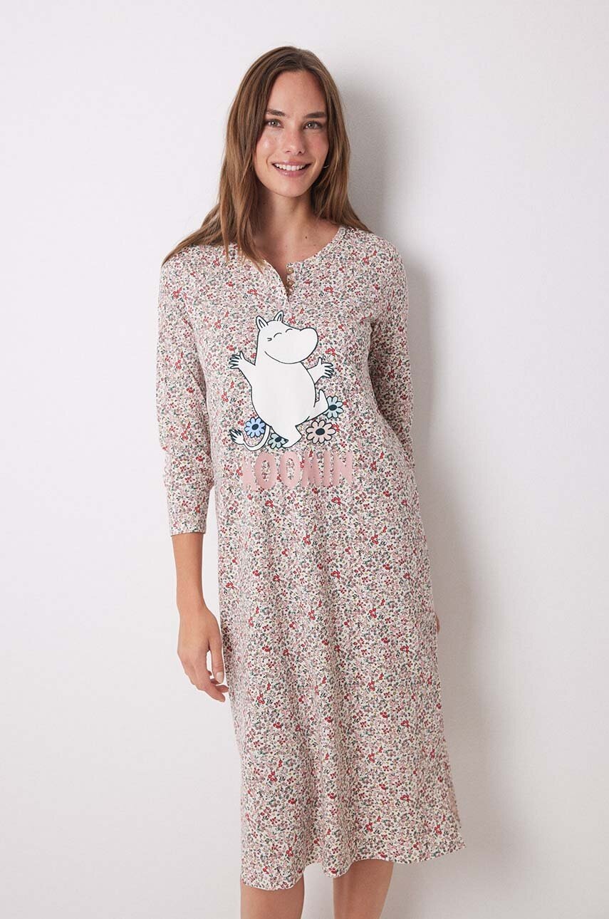

Памучна нощница women'secret Moomin в розово от памук 4448047, Розов