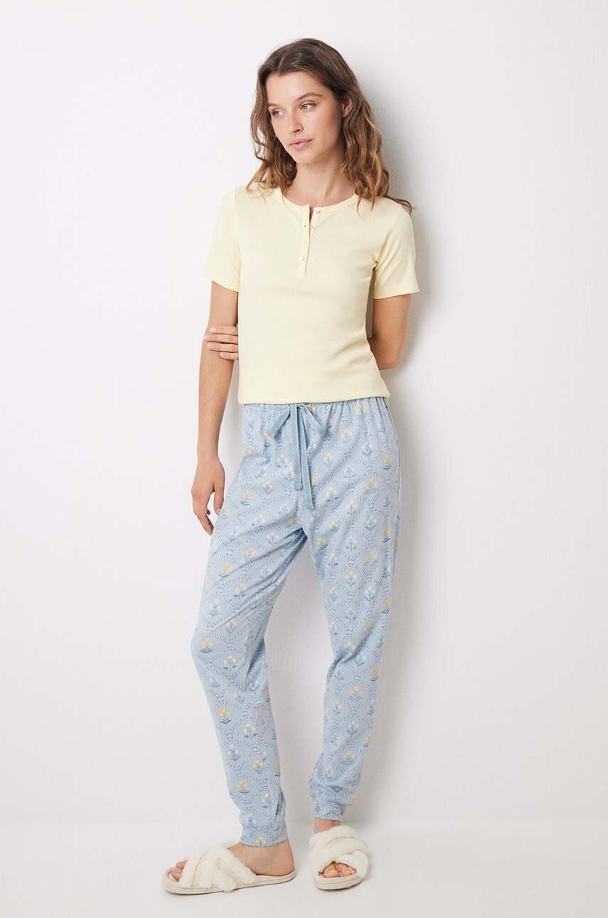 

Памучна пижама women'secret DAILY NORDIC BOTANICAL в жълто от памук 3598055, Жълт