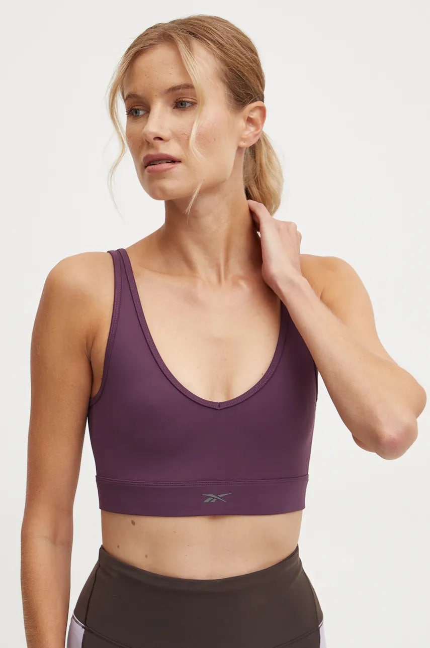 Reebok sutien sport Active Collective Dreamblend culoarea violet, neted, 100205555