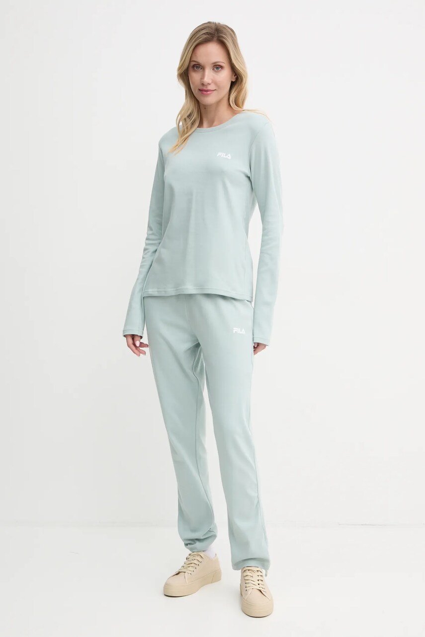 Fila pijamale de bumbac culoarea turcoaz, bumbac, FPW4189
