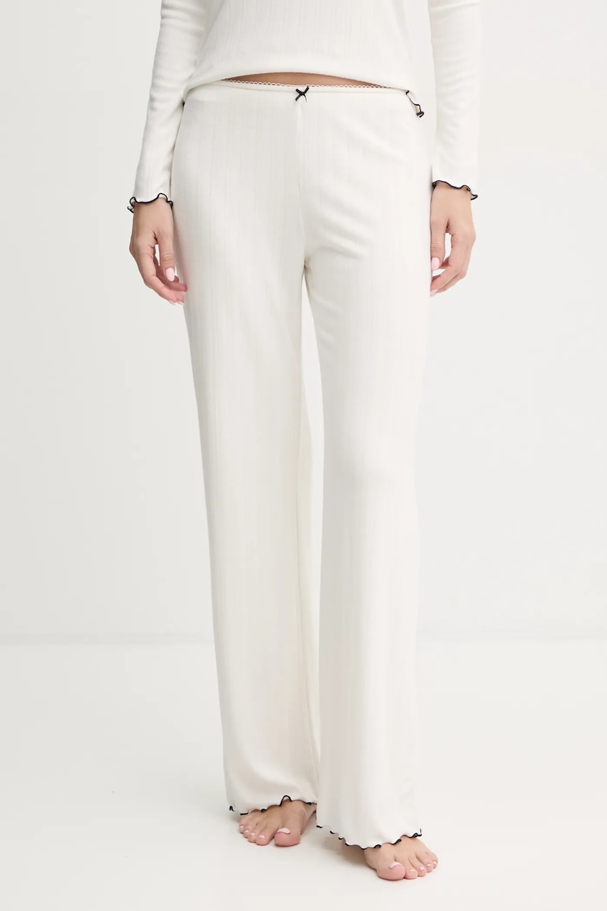 Abercrombie & Fitch pantaloni de pijama femei, culoarea bej, KI146-4085 Abercrombie & Fitch pantaloni de pijama femei, culoarea bej, KI146-4085