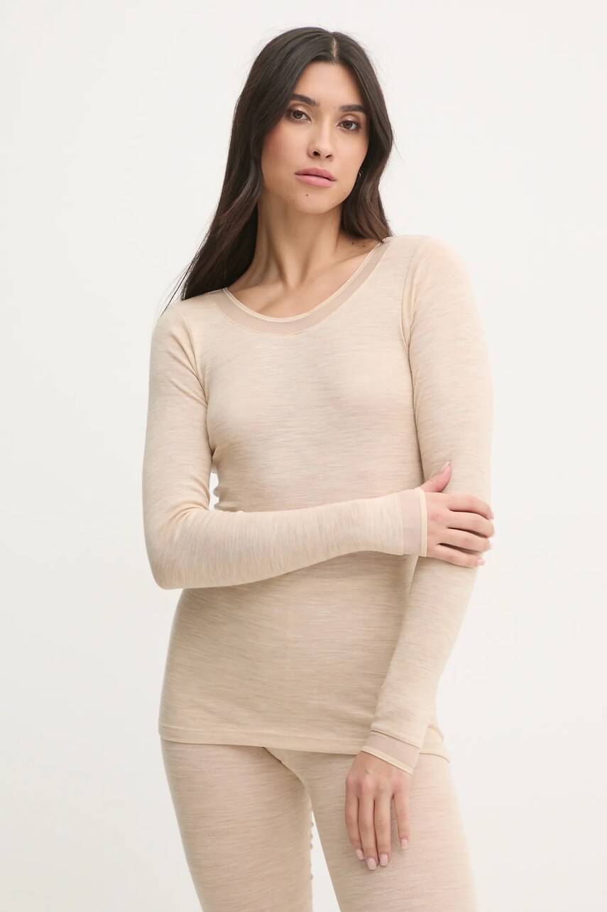Chantelle longsleeve din lână FEMILET culoarea bej, FN1584