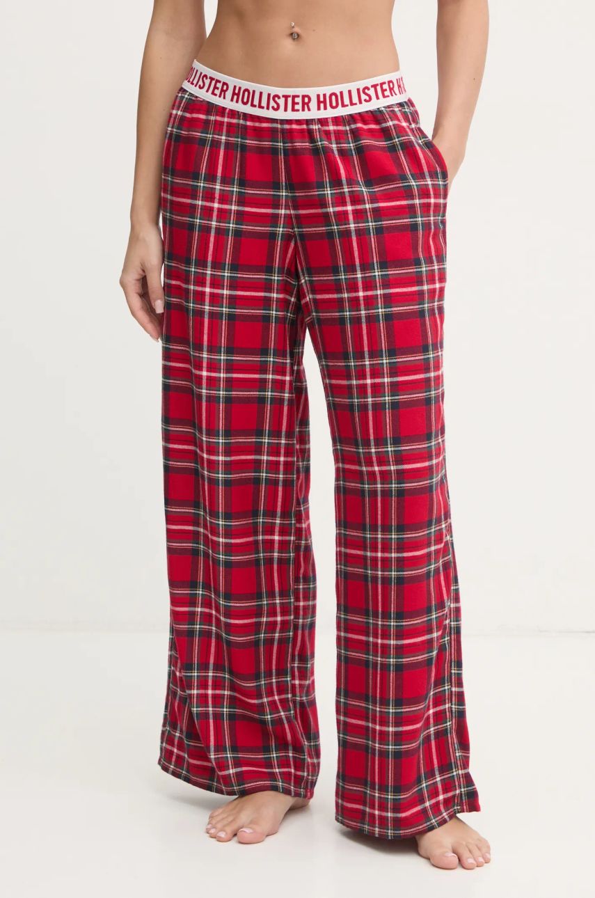 Hollister Co. pantaloni de pijama femei, culoarea rosu, KI346-4040