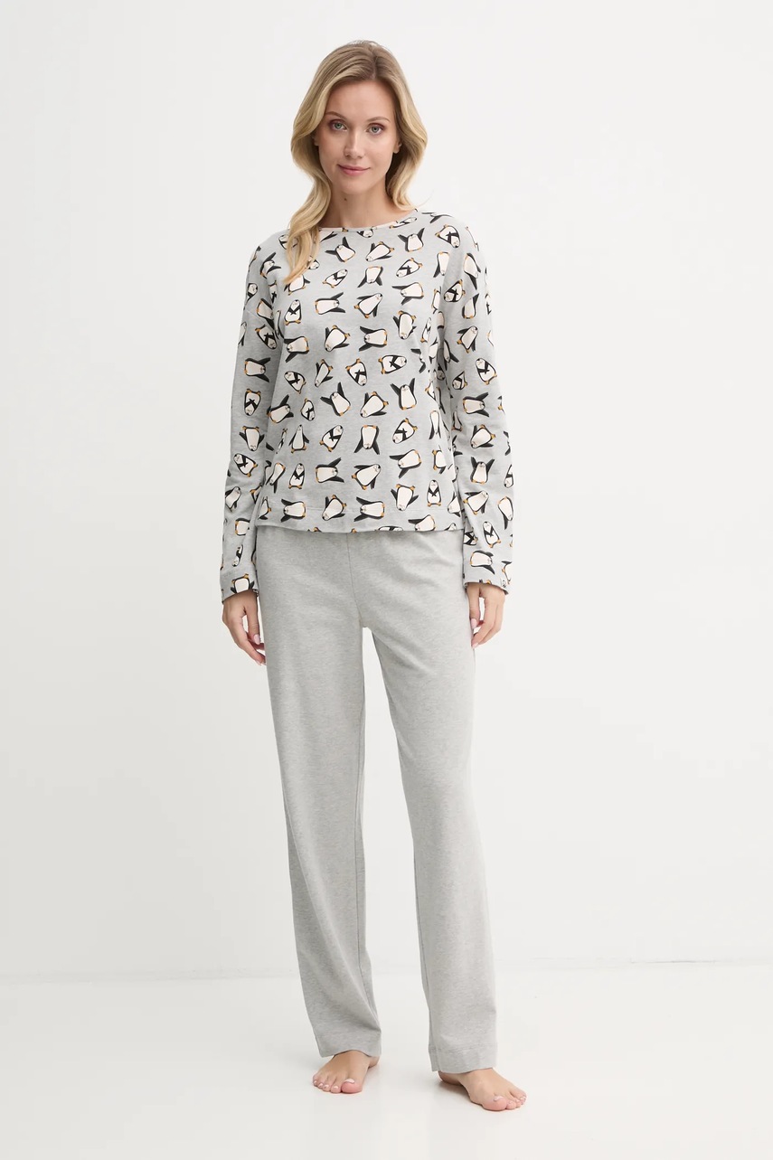 

Пижама United Colors of Benetton дамска в сиво 3Y343P03T, Сив