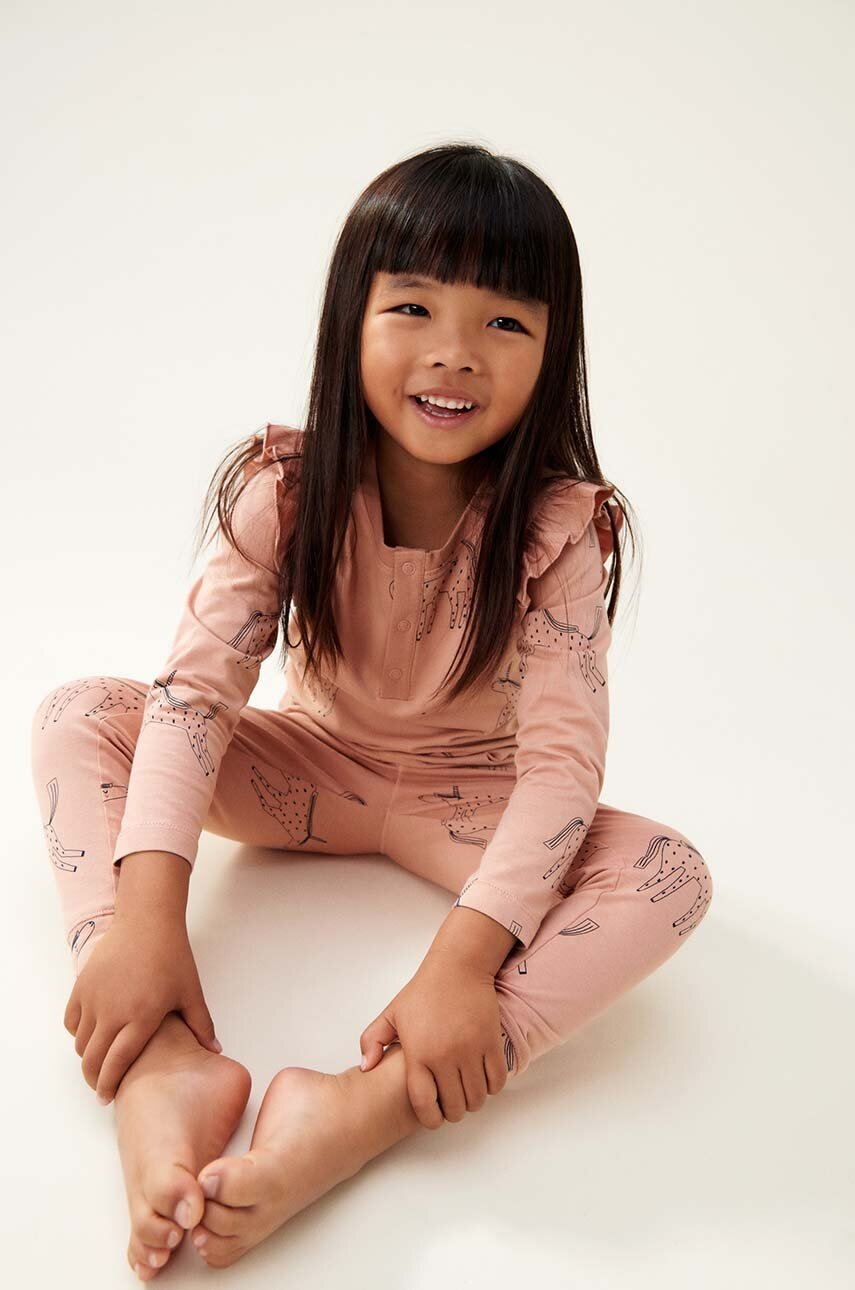 

Детска пижама Liewood Wilhelm Printed Frill Pyjamas Set в розово с десен LW19495, Розов