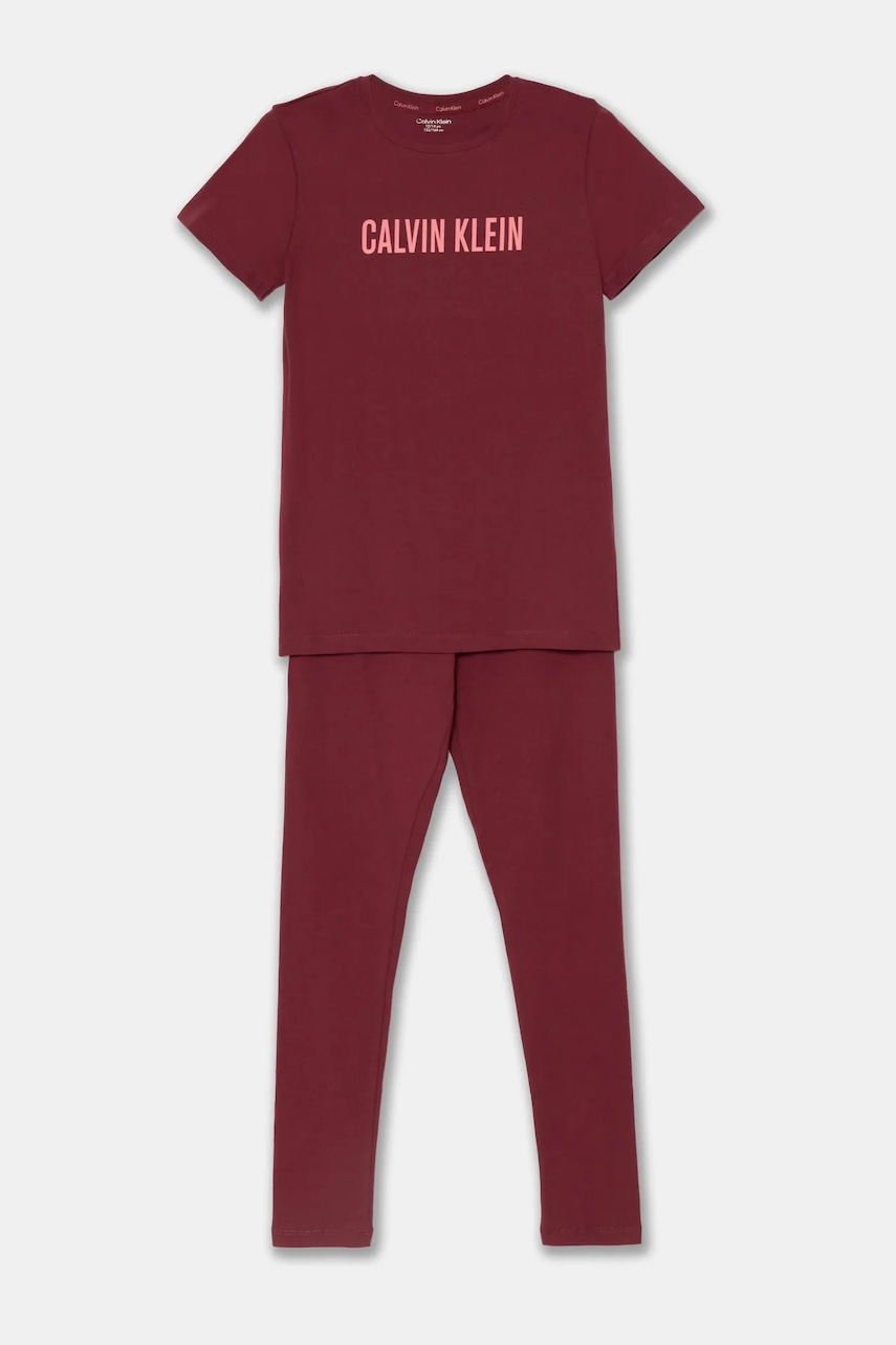Levně Dětské bavlněné pyžamo Calvin Klein Underwear vínová barva, s potiskem, G80G800716