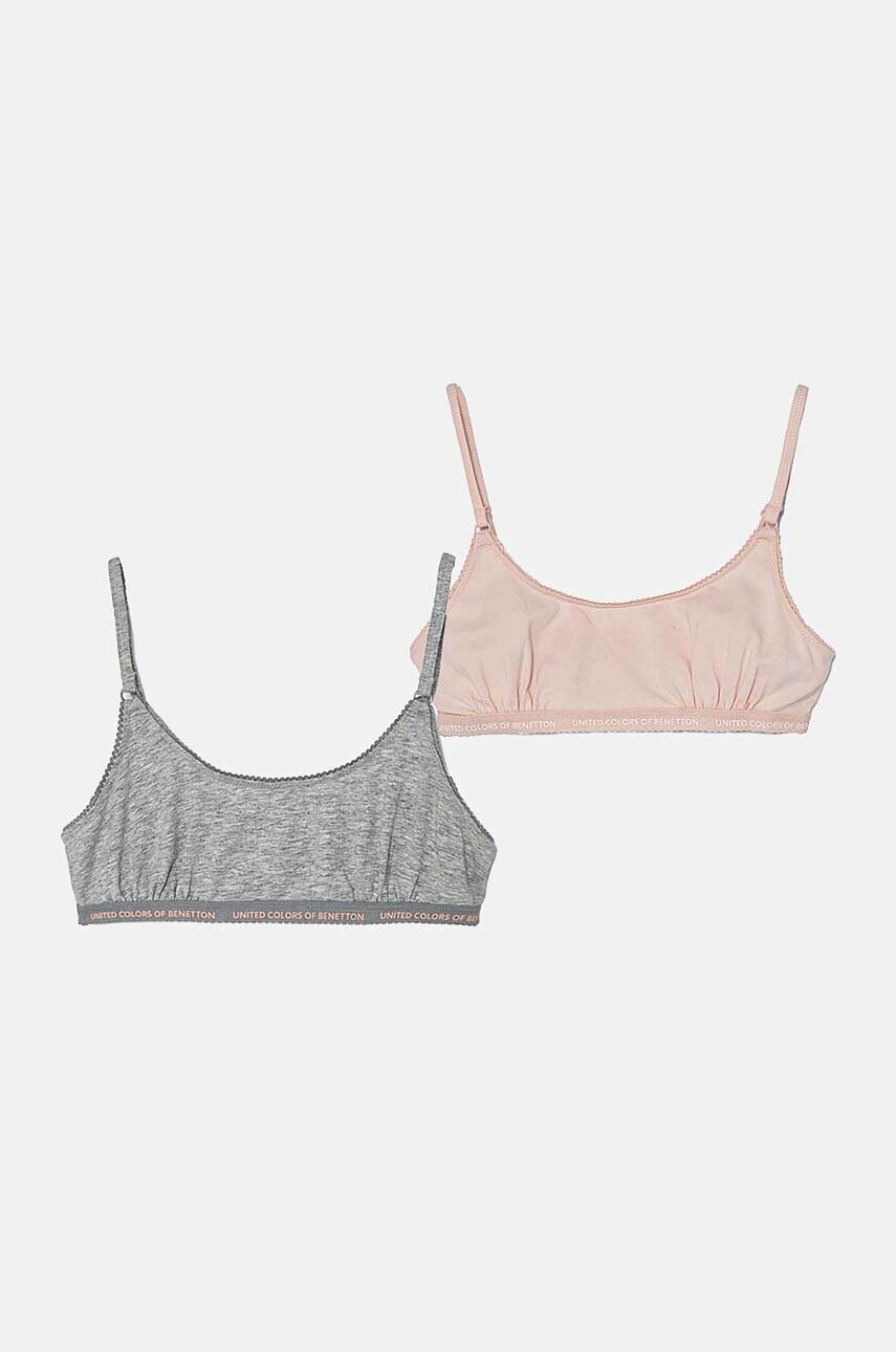 United Colors of Benetton sutien fete 2-pack culoarea gri, 3MC10R1IN