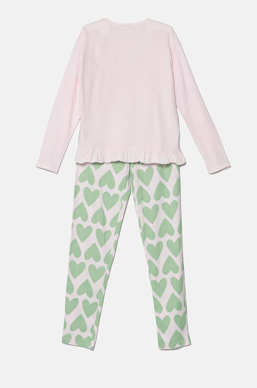 Детская хлопковая пижама United Colors of Benetton цвет розовый узор 3VD00P06Z