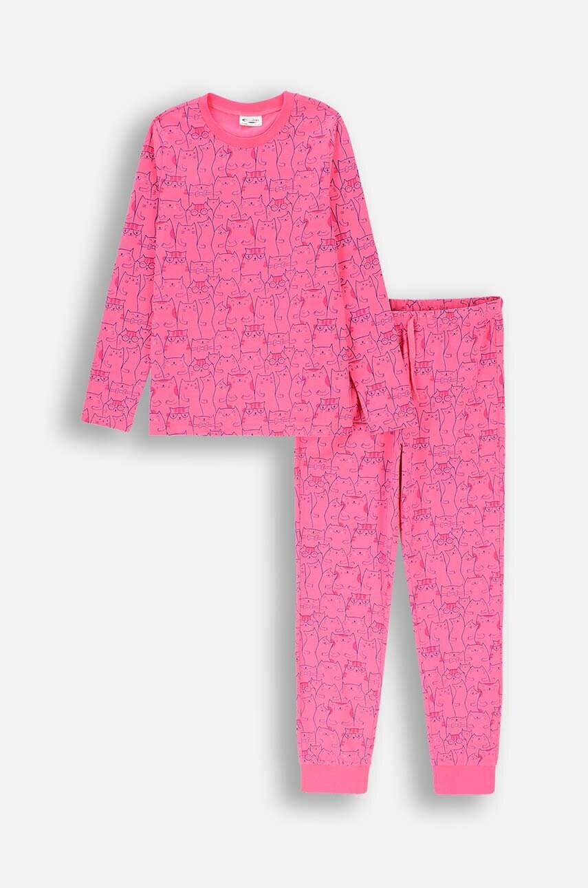 Coccodrillo pijamale de bumbac pentru copii culoarea roz, modelator, PYJAMAS