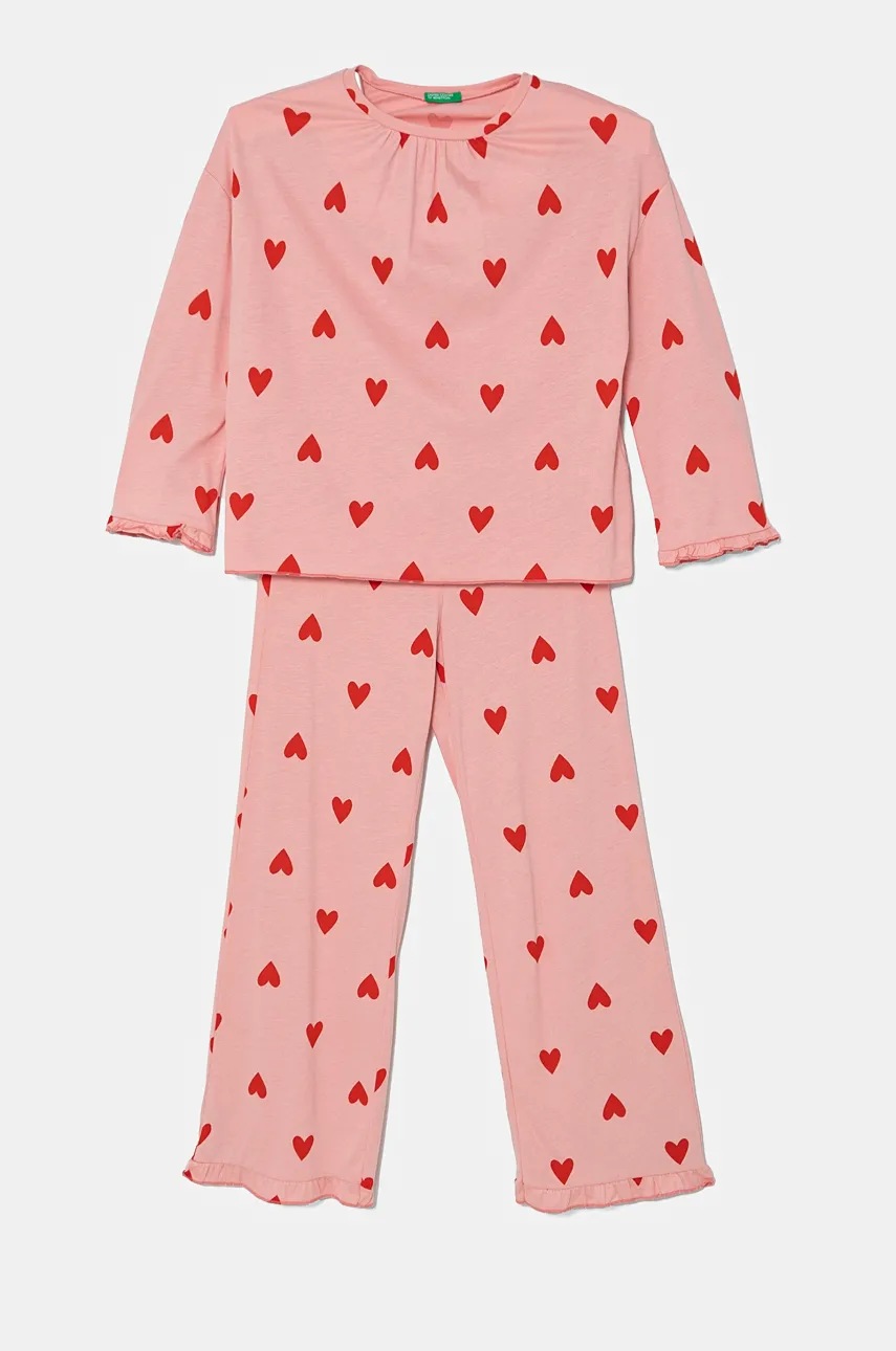

Детска пижама United Colors of Benetton в розово с десен 3HEQ0P070, Розов