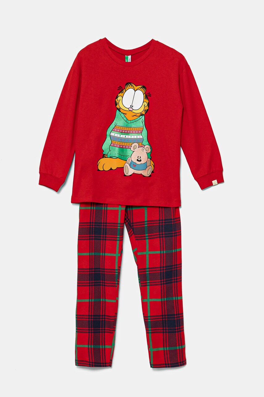 United Colors of Benetton pijamale de bumbac pentru copii culoarea rosu, modelator, 37MW0P07R