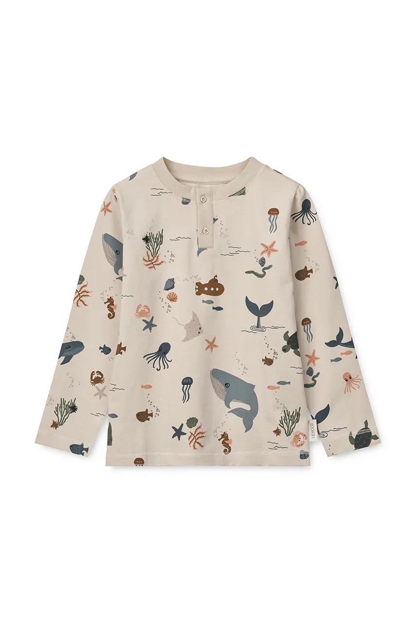 Детская хлопковая пижама Liewood Wilhelm Printed Pyjamas Set цвет бежевый узор LW19854