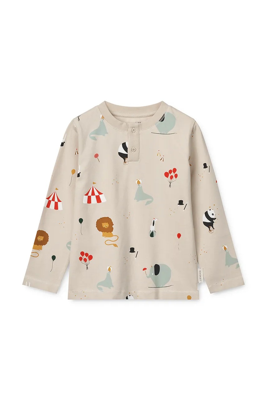 Детская хлопковая пижама Liewood Wilhelm Printed Pyjamas Set цвет бежевый узор LW19854