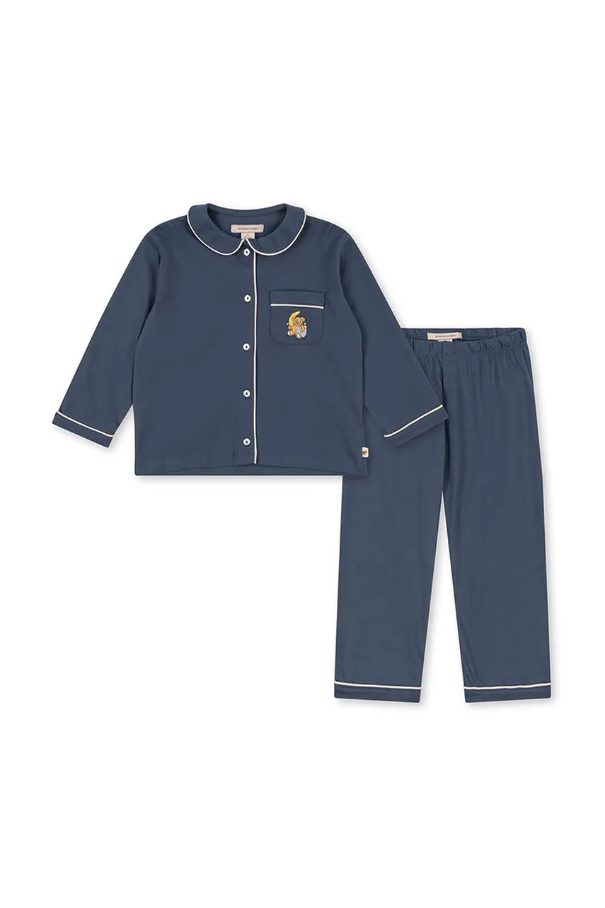 Konges Sløjd pijamale de bumbac pentru copii PIO SET GOTS culoarea albastru marin, cu imprimeu, KS102060