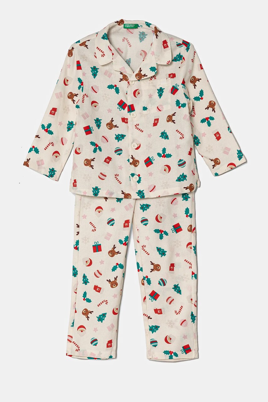 United Colors of Benetton pijama culoarea bej, modelator, 4XPR0P008