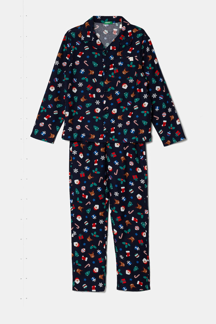 United Colors of Benetton pijama culoarea albastru marin, modelator, 4XPR0P008 United Colors of Benetton pijama culoarea albastru marin, modelator, 4XPR0P008