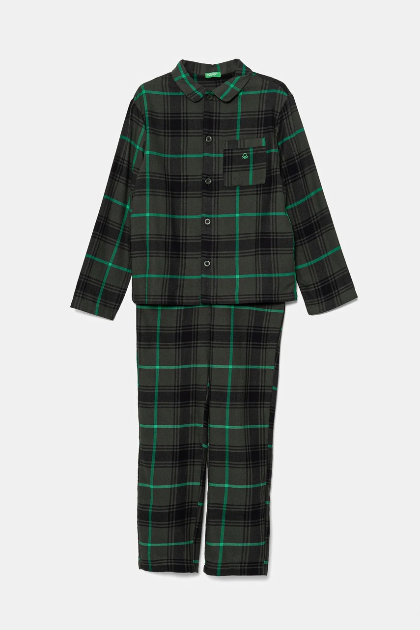 United Colors of Benetton pijamale de bumbac pentru copii culoarea verde, modelator, 43UL0P007