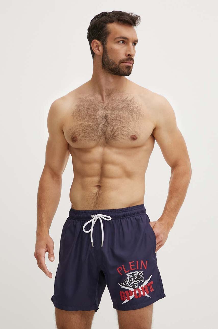 PLEIN SPORT pantaloni scurti de baie culoarea albastru marin, PS24MBM03