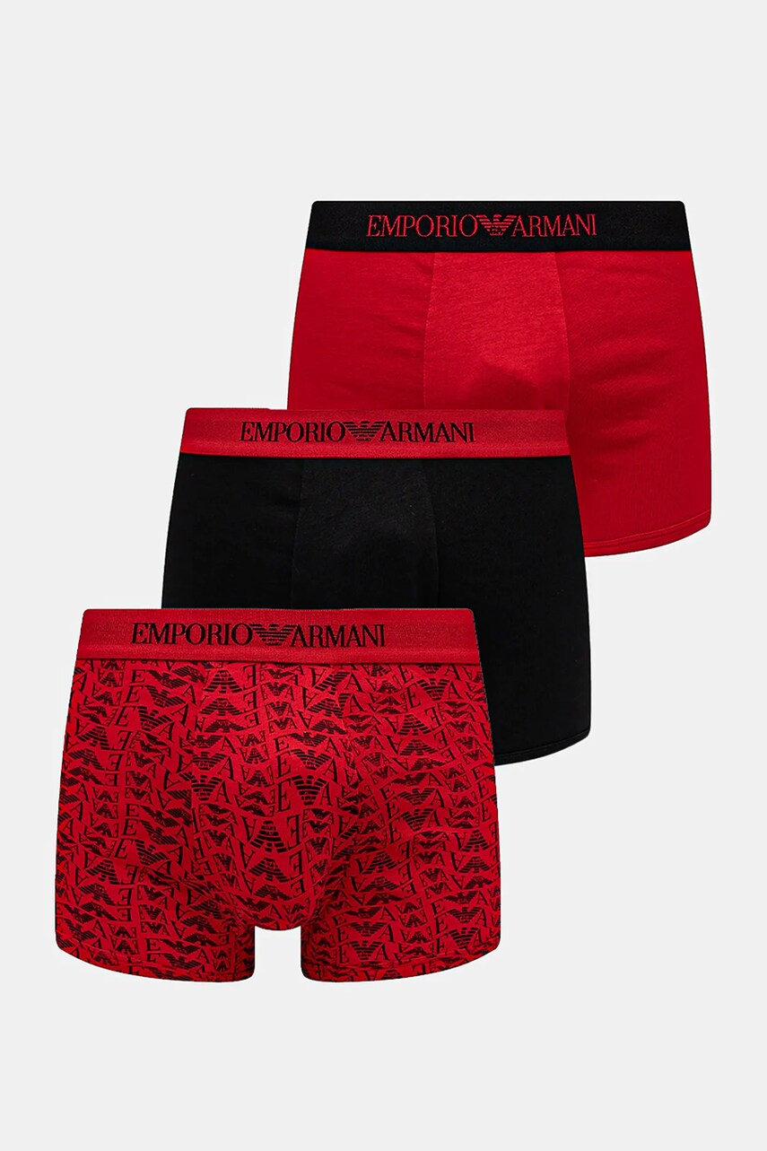 Emporio Armani Underwear boxeri de bumbac 3-pack culoarea rosu, 111625 4F722