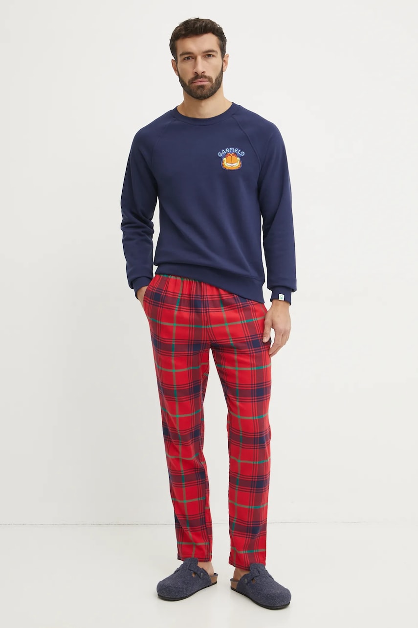 Хлопковые пижамные брюки United Colors of Benetton цвет красный узор 43UL4F009 Хлопковые пижамные брюки United Colors of Benetton цвет красный узор 43UL4F009