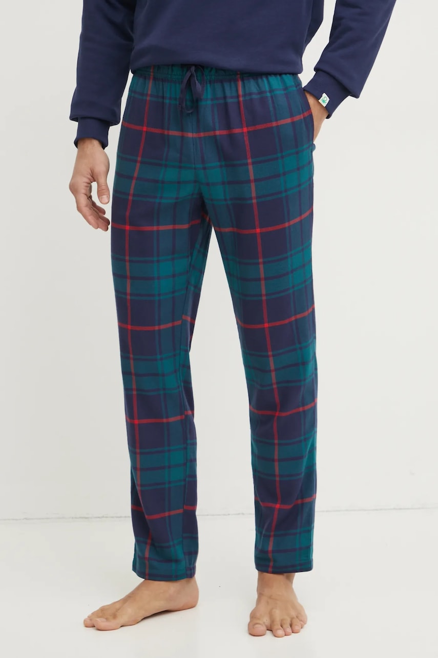 United Colors of Benetton pantaloni pijama bumbac culoarea albastru marin, modelator, 43UL4F009 United Colors of Benetton pantaloni pijama bumbac culoarea albastru marin, modelator, 43UL4F009