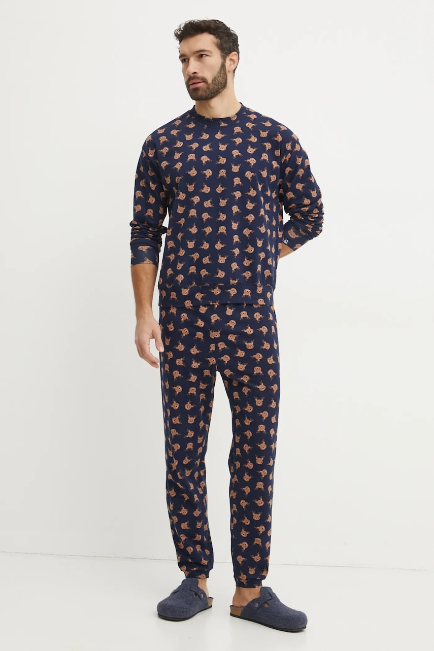 United Colors of Benetton pijama barbati, culoarea albastru marin, modelator, 38DK4P02L United Colors of Benetton pijama barbati, culoarea albastru marin, modelator, 38DK4P02L