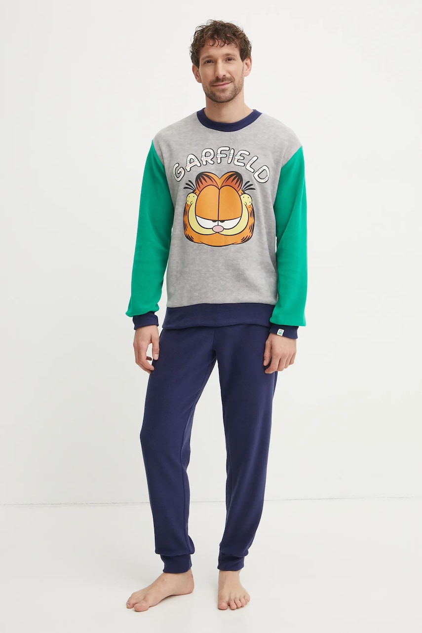 United Colors of Benetton pijama x GARFIELD barbati, culoarea gri, modelator, 3JA44P02K United Colors of Benetton pijama x GARFIELD barbati, culoarea gri, modelator, 3JA44P02K
