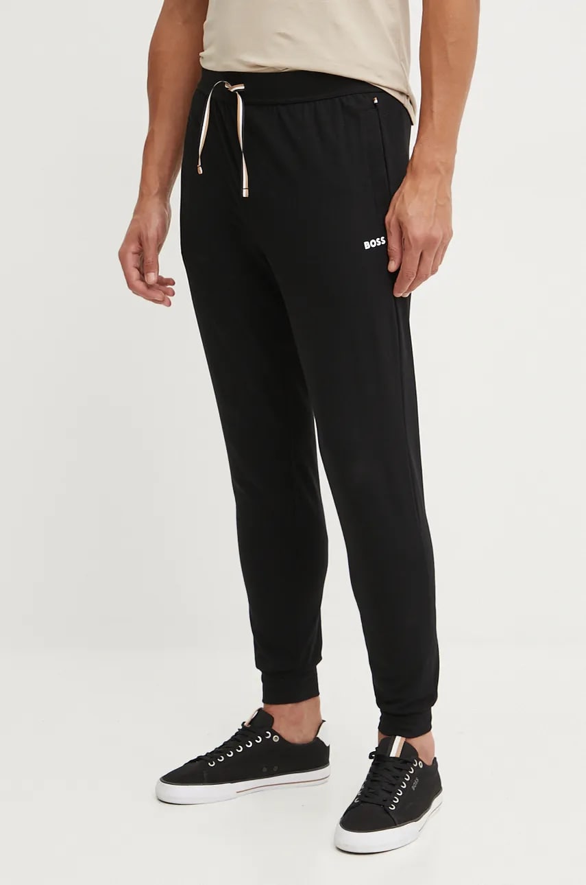 BOSS pantaloni de pijama barbati, culoarea negru, neted, 50515393