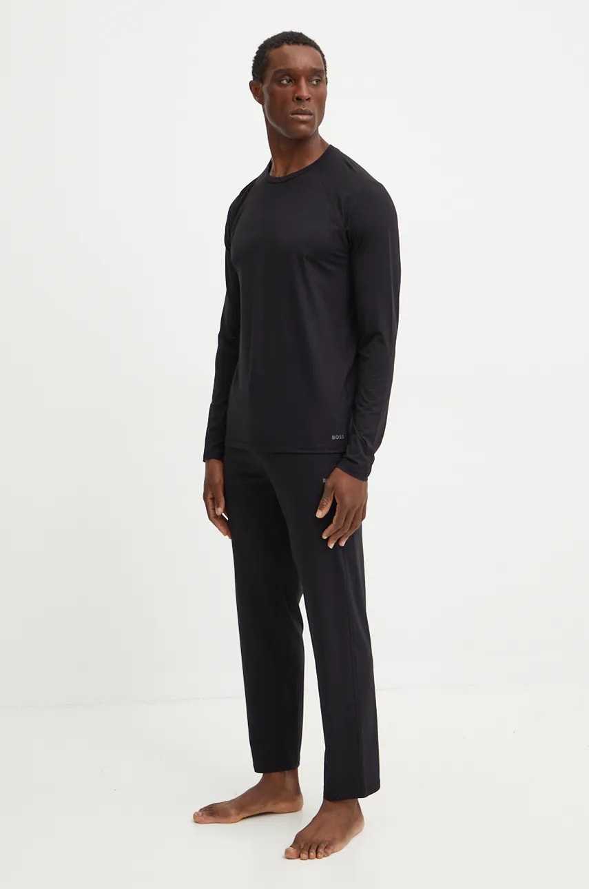 BOSS pijama barbati, culoarea negru, neted, 50527304 BOSS pijama barbati, culoarea negru, neted, 50527304