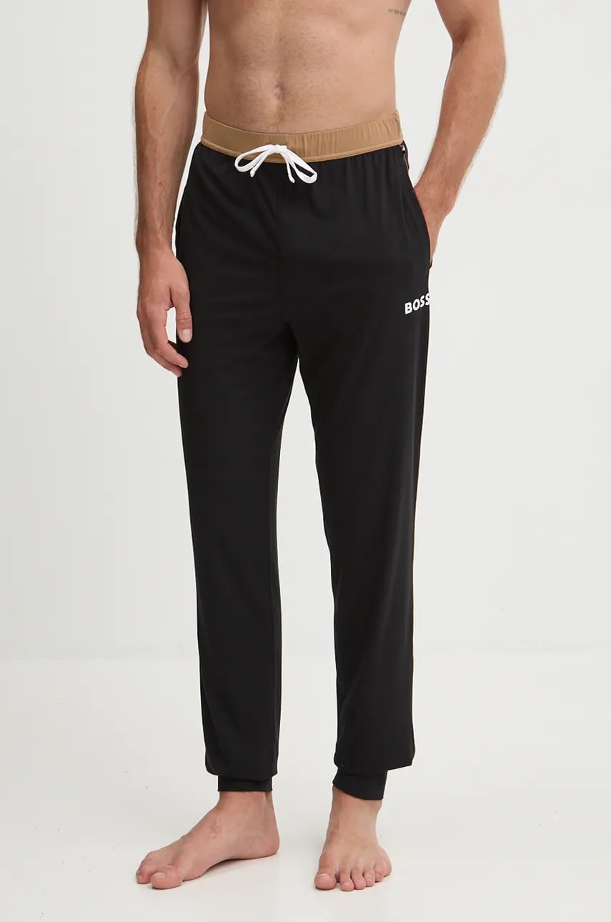 BOSS pantaloni de pijama barbati, culoarea negru, neted, 50527343 BOSS pantaloni de pijama barbati, culoarea negru, neted, 50527343