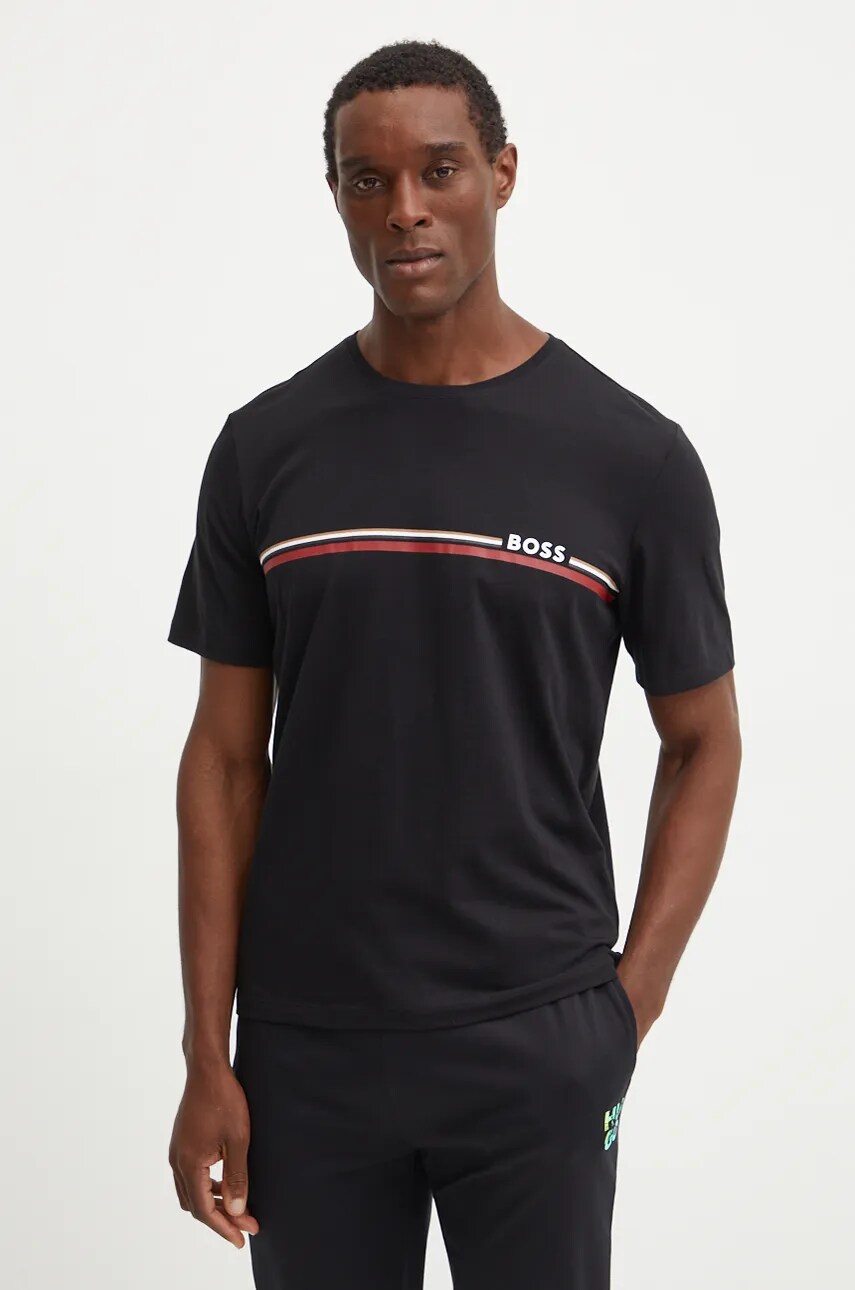 BOSS tricou lounge culoarea negru, cu imprimeu, 50527418