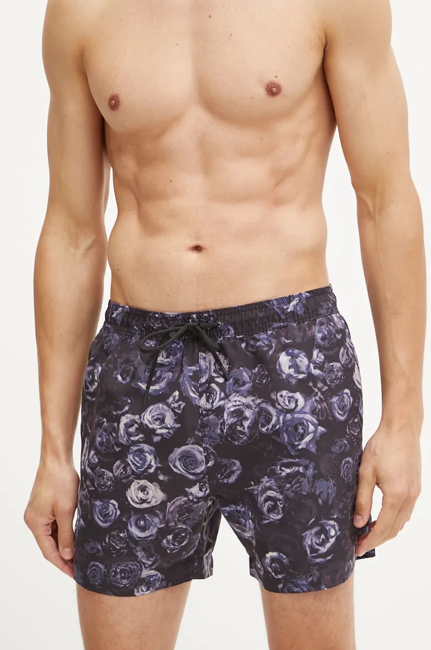 HUGO pantaloni scurti din casmir culoarea negru, 50524645