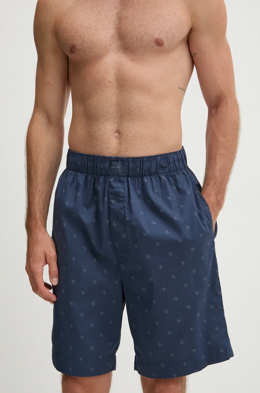 

Памучно късо долнище на пижама Calvin Klein Underwear в синьо с десен 000NM2692E, Син